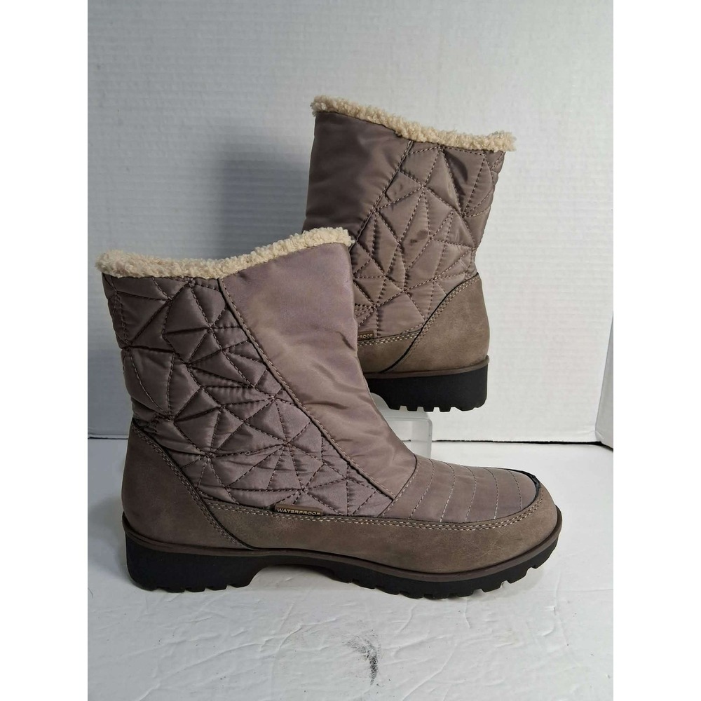 JBU Snowflake Waterproof Winter Boots Women's Size 7.5 Tan Faux Fur Lined Zip Up